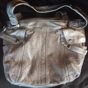 B Makowski Leather and print handbag